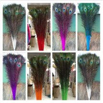 10Pcs/lot Natural Real Dyed Yellow Peacock Feathers 80-90CM/32-36inch Peacock Feather for Crafts Wedding Decoration Plumes