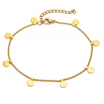 Disc  Anklet Bracelet on Leg  for Women, Coin Anklet Stainless Steel Chain Adjustable, Summer Beach Anklet Jewelry