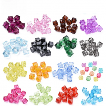 200 Pcs 8mm Transparent Acrylic Beads Faceted Cube Loose Beads Mixed Color Spacer Beads for Jewelry Making DIY Handmade Bag