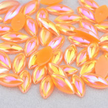 JUNAO 5*10mm 7*15mm Orange AB Flat Back Pearl Half Pearl Sticker Glue On Crystal Strass Acrylic Stones For Decorations