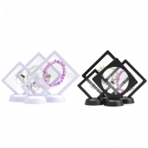 3D Floating Picture Frame Jewelry Display Shadow Box Stand Rack Coin Ring Pendant Holder Protection Gems Stone Presentation Case