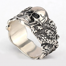 Vintage S925 Sterling Silver Skull Head Evil Demon Vintage Punk Gothic Rock Personality Versatile High end Ring Gift