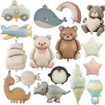 Cartoon Matte Bear theme Foil Balloons Rainbow Cake Car Plane Toy Kids Baby Shower Party Birthday Decor Para Fiesta Gifts