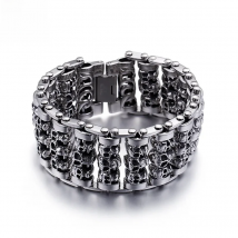 KALEN Punk 316 Stainless Steel Multiple Skull Heads Charm Bracelets For Men Biker Hand Chain Bracelet Drop Shipping Jewelry