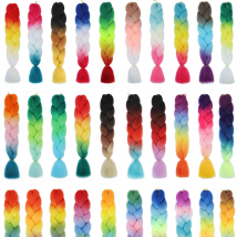 Twist Braid Crochet Braids Hair Extension Three Tone Ombre Color Rainbow Jumbo Box Braiding Synthetic Hair pre stretched 24"