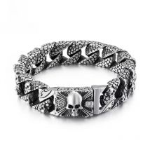 Fongten Gothic Mens Bracelets Stainless Steel Skull Franco Curb Chain Bracelet For Men Multiple Color Skeleton Armband Jewelry
