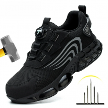 Rotary button new safety shoes for men, anti-impact and anti-piercing work shoes, fashionable men's sports shoes, and safety pro