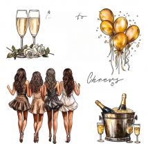 Mangocraft New Year Party Wine Balloons Women Clear Stamp DIY Scrapbooking Supplies Silicone Stamp For Card Making Albums Decor