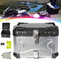 Universeller Aluminium-Heckbox für Motorräder, hinterer Gepäckkoffer für Motorradkoffer, wasserdicht, Werkzeugkasten, 55 l, 65 l