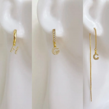 HECHENG ,1pc,Letter Small Hoop Earring ,Wholesale ,CZ Initial Ear Line,  DIY Personalized Name Jewelry Accessories