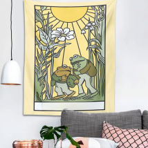 Psychedelic Frog Tarot Tapestry Wall Hanging the lovers sun flower Aesthetic Tapestries Botanical Hippie Home Decor Wall Cloth