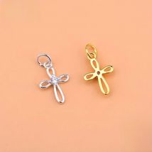 TrustDavis Real 925 Sterling Silver Hollow Cross CZ Pendant Handmade DIY Necklace Bracelet Accessories Fine S925 Jewelry HY561