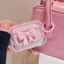 Luxury 3D Bow Wave Case for Apple AirPods Pro 2nd Case Pink Floral Girl Cover for AirPods 4 3 2 1 Wireless Box With Keyring Bags