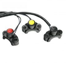 Motolovee 1 PC Red/Yellow Universal Motorcycle Switches Aluminum Handlebar Mount Headlamp Power Start Kill Fog Light Button