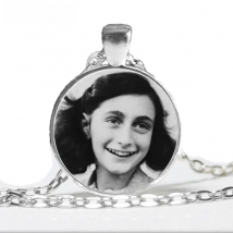 HZ--A591 New Anne Frank Necklace Anne Frank Pendant Inspirational Jewish Jewelry Glass Cabochon Necklace HZ1