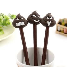 3 Pcs Creative Cute Poop Pen Cartoon Realistic  Face Styling Neutral Pen Black
