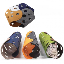 Splicing Cat Toy Felt Pom Nest Deformable Kitten Tunnel Collapsible Tube House Tunnel Interactive Pet Pusscat Security Sense