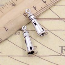 20pcs Charms Hollow 3D Lighthouse 25x8mm Tibetan Bronze Silver Color Pendants Antique Jewelry Making DIY Handmade Craft
