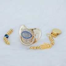 MIYOCAR custom any name evil eye chain and pacifier set BPA free dummy bling glitter design P8-1-BG