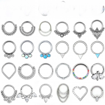 F136 Titanium Piercing Jewelry Set Septum Percing Nose Rings Zircon Hoop Earrings For Women Cartilage Helix Daith Tragus Clicker