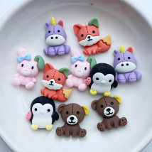 20Pcs New Cute Resin Mini Cartoon Unicorn, Bear, Penguin Series Flat back  Scrapbooking DIY Jewelry Craft Decoration Accessories