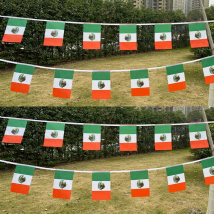 Aerlxemrbrae  20pcs/lot   Mexico  bunting flags 14x21cm  Pennant   Mexico  String Banner Buntings Festival Party Holiday
