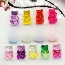 20pcs 19*11MM Glittering Sweet Gummy bear Gradient color Flatback Resin Cabochons charms for headwear accessories