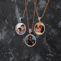 New Custom Photo Memory Medallions Solid Pendant Necklace With Tennis Chain Hip Hop Jewelry Personalized Cubic Zircon ChainsGift