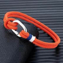 MKENDN New Nautical Mens Thin Rope Bracelet With Oval Circle Spring Clasp For Surfer Beach Jewelry Gifts