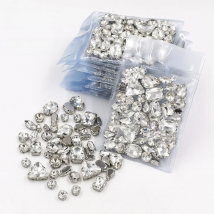 Wholesale 5 bags mixed shape sew on glass crystal Clear white rhinestones for dress/wedding decoration
