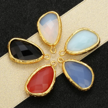 ZHUKOU 13x23mm Exquisite Brass Frame crystal solid color pendant for Women necklace earrings jewelry accessories model:VD443