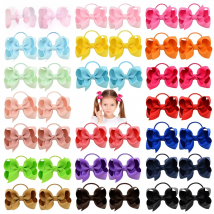 1 Pcs 3.5" Fashion Small Baby Elastic Rubber band Head rope Mini Solid Ribbow Bow Tie For Girls Wholesale  Hair Accessories 029