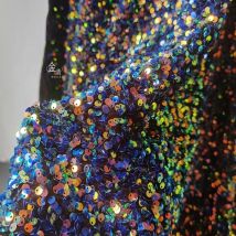 Iridescent Sequined Gauze Fabric Rainbow Sequin DIY Background Home Decor Skirts Wedding Dress Stage Clothes Designer Fabric