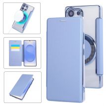 Plating Magnetic Phone Case Samsung S25 S24 Ultra Galaxy S23 S22 Plus RFID Blocking Protect Card Holder Wallet Leather Cover