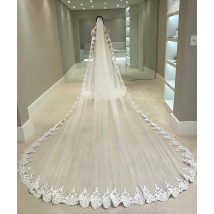 3/4/5-meter-long full-edge lace wedding veil, a layer of tulle bridal veil with comb for weddings and important occasions / wedd