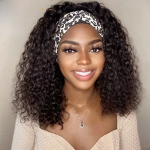 Synthetic Headband Wig For Black Women Kinky Curly Medium Length 18" Ombre Brown Glueless Machine Made Hair Scarf Wig X-TRESS