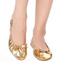 USHINE EU27-41 PU Top Gold Soft Wedding Party Women's Belly Dance Shoes Ballet Leather Belly Ballet Shoes for Children for Girls