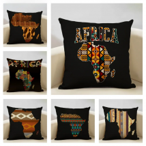 Map of Africa Geometrics Sofa Decorative Pillow Case African Pattern Cushion Cover LinenThrow Pillowcase