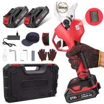 Seeiswork1000W 50mm Elektryczne Nożyce do Gałęzi Bezszczotkowe Akumulatorowe Sekatory do Przycinania Gałęzi Drzew Owocowych Narzędzie z 2 Akumulatorami