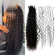 Loose Deep Wave Bulk Human Hair Curly Hair Pre-Divided For Braiding Double Drawn Pre-Stretched Hair Extensions For Boho Braids
