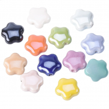 10pcs 14mm Star Flower Shape Shiny Glossy Glazed Ceramic Porcelain Loose Beads Lot For Jewelry Making DIY Crafts