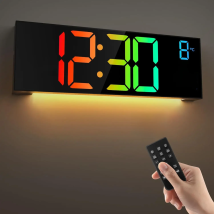 16.2'' Large Digital Wall Clock with Remote Control Big LED/Dual Alarm/8 RGB Colors Digital Alarm Clock Electronic Watch