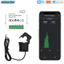 Tuya Smart WiFi Strom Energiezähler 80A mit Zange Stromwandler App Monitor Stromverbrauch KWh Stromstatistik Digital Electric 110V 230V 50/60Hz