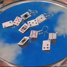 Playing Card Earrings Jewel Classical Handmade Loveliness Punk Jewellery Gorgeous Wedding Statement Women for Her Gift