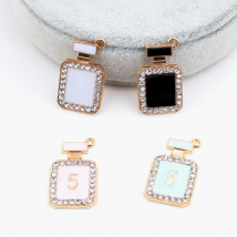 Mix 10pcs/pack Perfume Crystal Metal Charms Gold Color Pendants Earring DIY Fashion Jewelry Accessories  18*30mm Enamel Charms