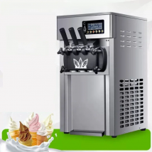 PreCooling 2200W Commercial Soft Ice Cream Machine 3 Flavors Auto Clean LCDPanel for Restaurants