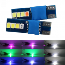 2pcs Canbus W5W T10 8smd 2835 Auto Wedge Light Car Interior Reading Lamp No Error Door Parking Bulb Blue Yellow Pink to white