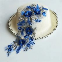 Blue 3D Lace Flower Sewing Accessories DIY Wedding Dress Making material Clothing design decor Lace Collar Neckline applications
