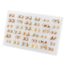 Wholesale 36Pairs/18pairs Mixed Styles Gold Color Balck White Ctystal Geometric Plastic Stud Earrings Set For Women Girl Jewelry