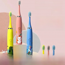 Children Electric Toothbrush With Replace Brush Heads Kids Cartoon Toothbrush Ultrasonic Sonic Electric Toothbrush With 6 Head